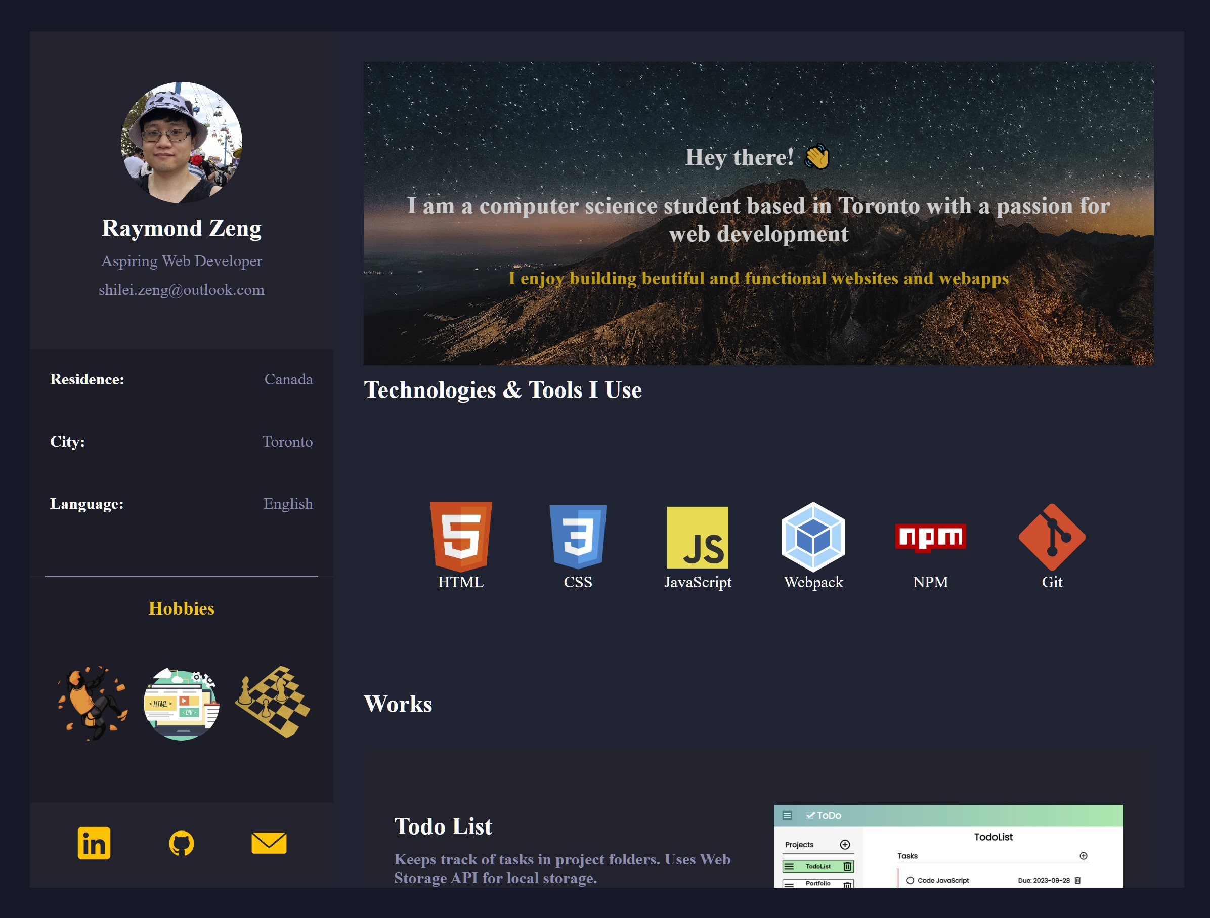 portfolio page